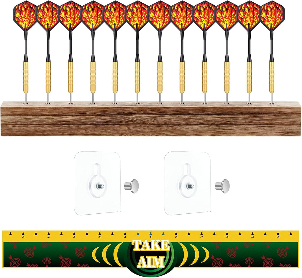 5 Pcs Dart Holder Wall Mount Displays Sets Including 1 Wooden Darts Holder 2 Throw Line Marker 2 Hook for Dart