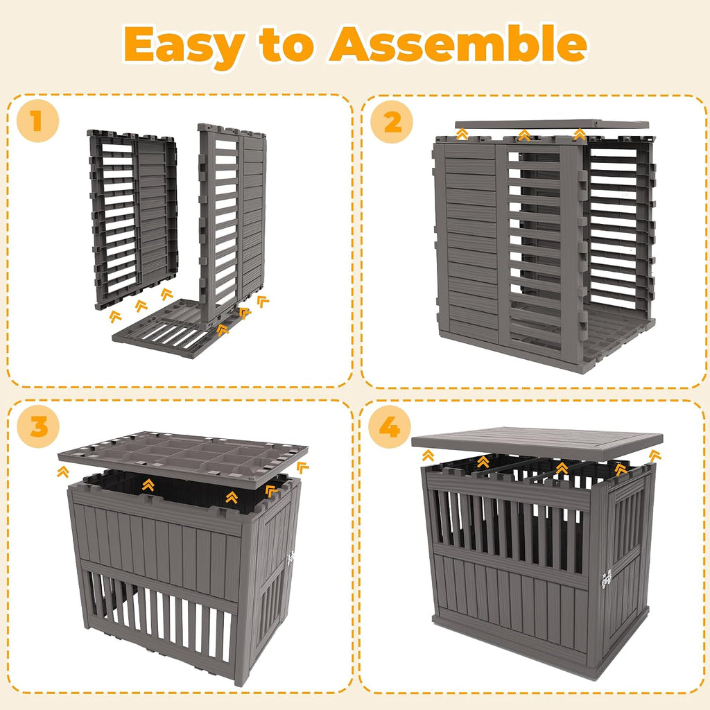Outdoor Duck House, PP Resin Poultry Shelter, Gray