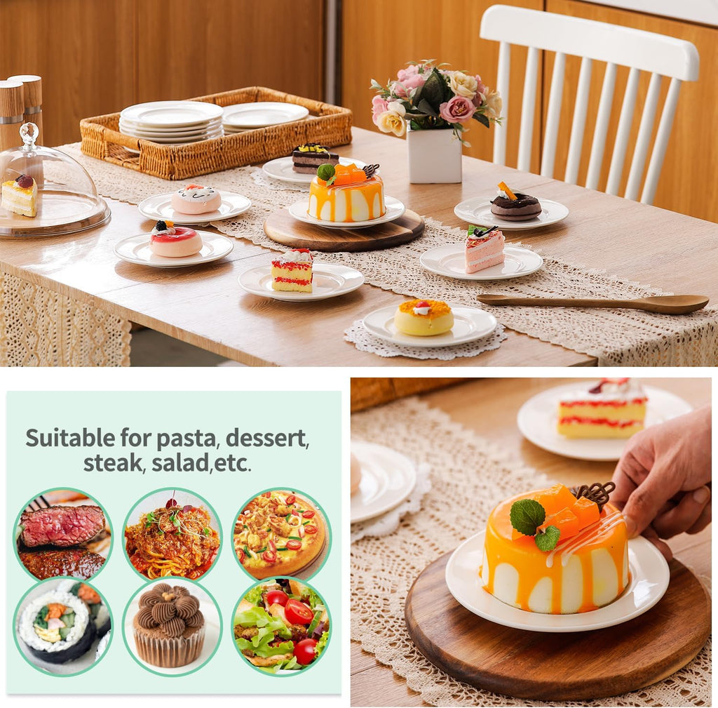 6 Inch Ceramic Appetizer Plates, White Salad Dessert Plate Set of 18