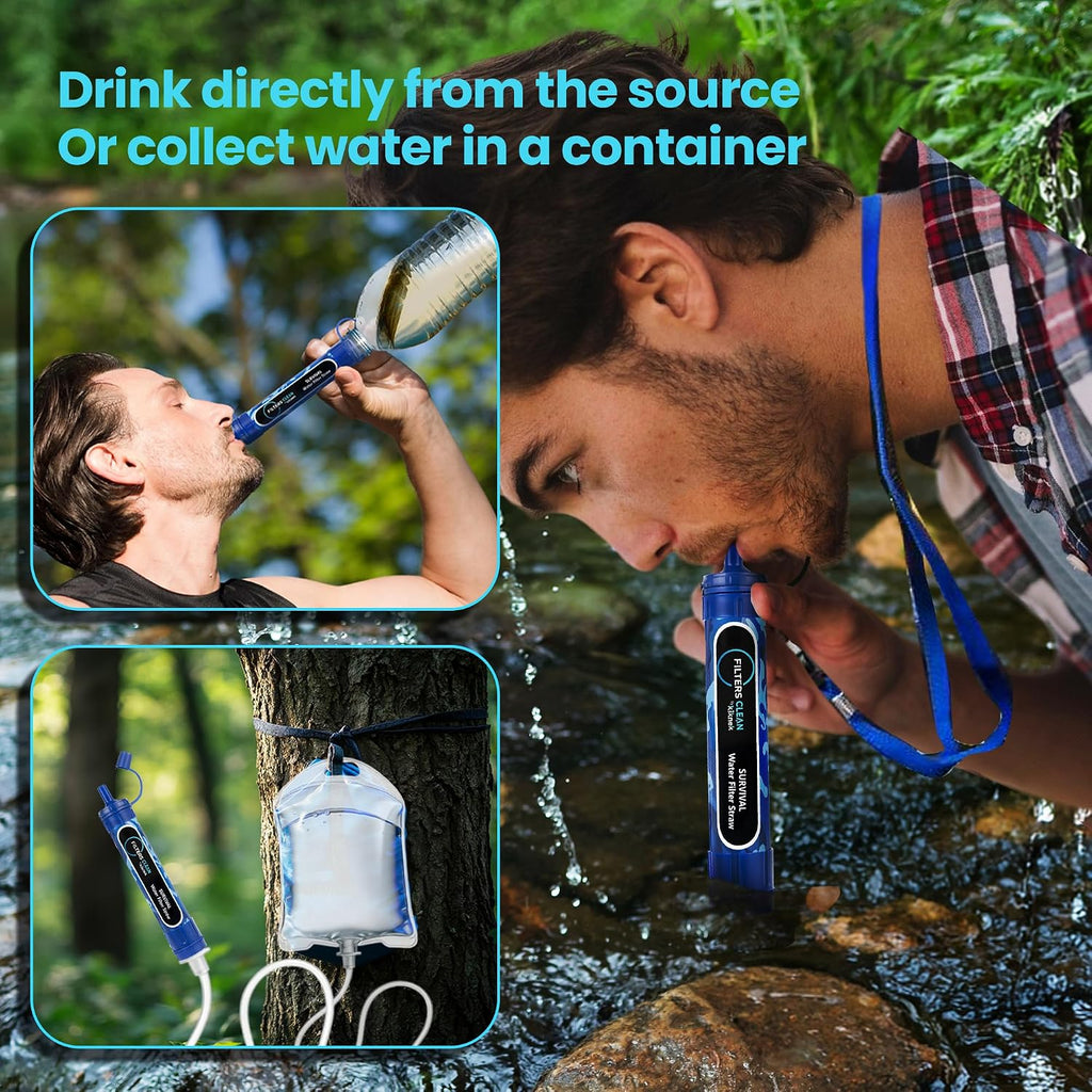 Filters-Clean Survival Water Filter Straw – 0.1 Micron Portable Personal Water Filter, 4,000L (1,056 Gallon) Capacity