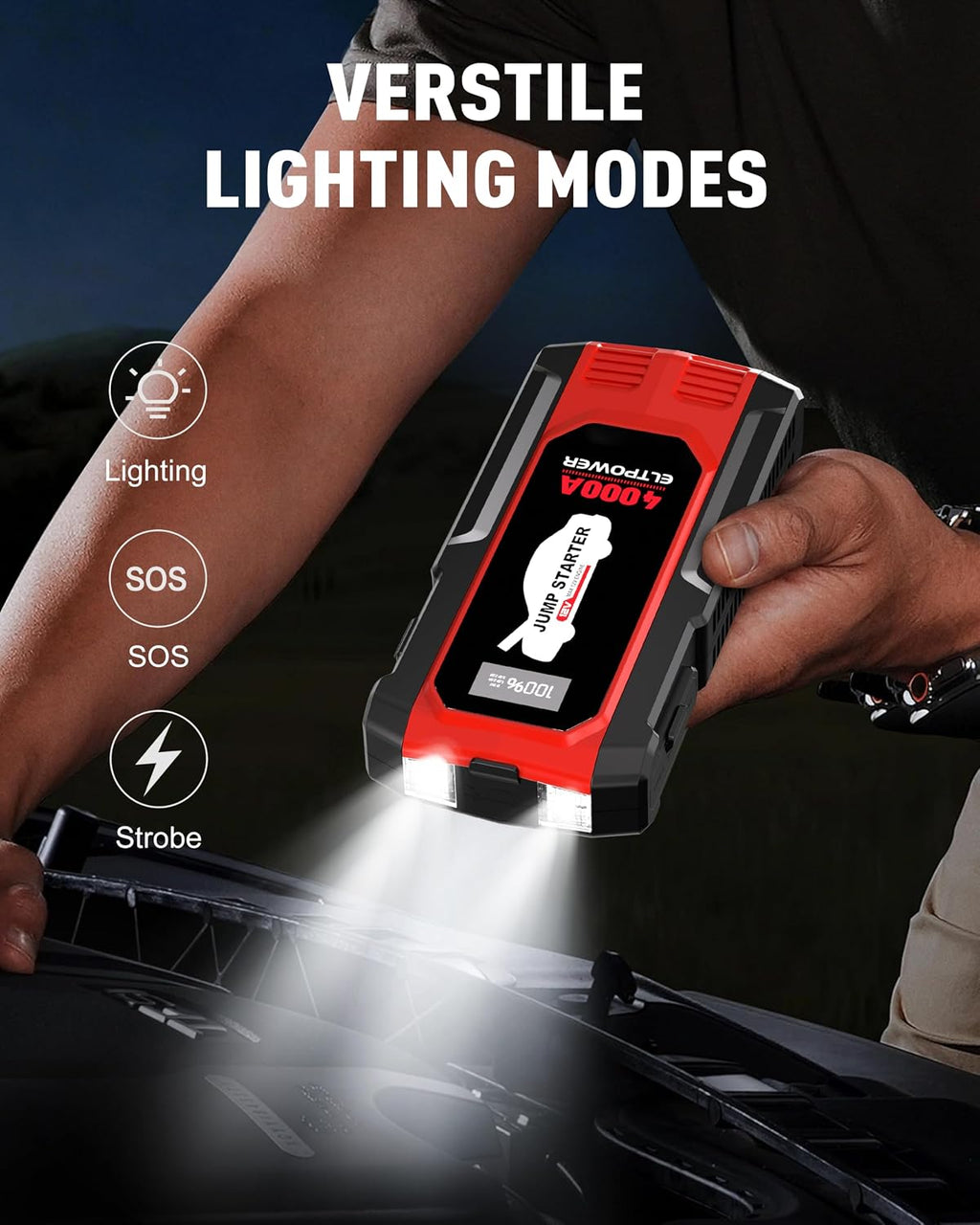 4000A Heavy Duty Jump Starter, 74Wh 12V Portable Truck Battery Booster Jump Box, Car Jump Starter for 8.0L Gas & 7.0L