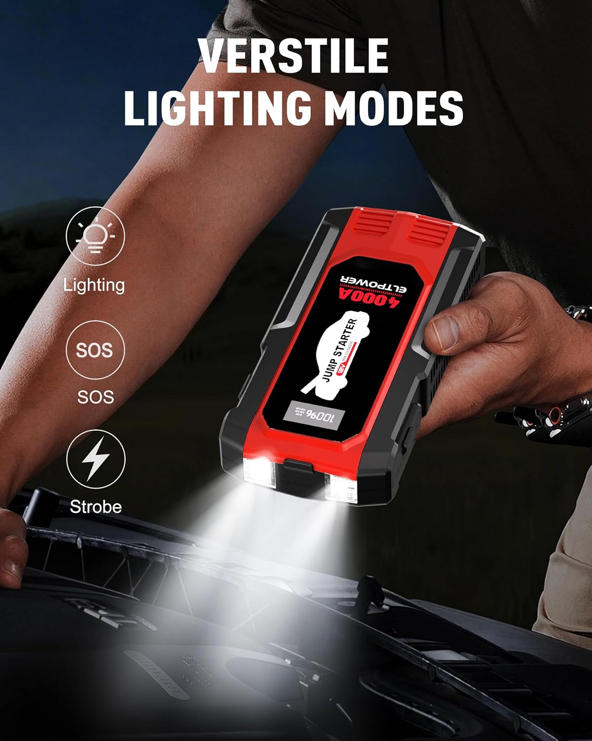 4000A Heavy Duty Jump Starter, 74Wh 12V Portable Truck Battery Booster Jump Box, Car Jump Starter for 8.0L Gas & 7.0L