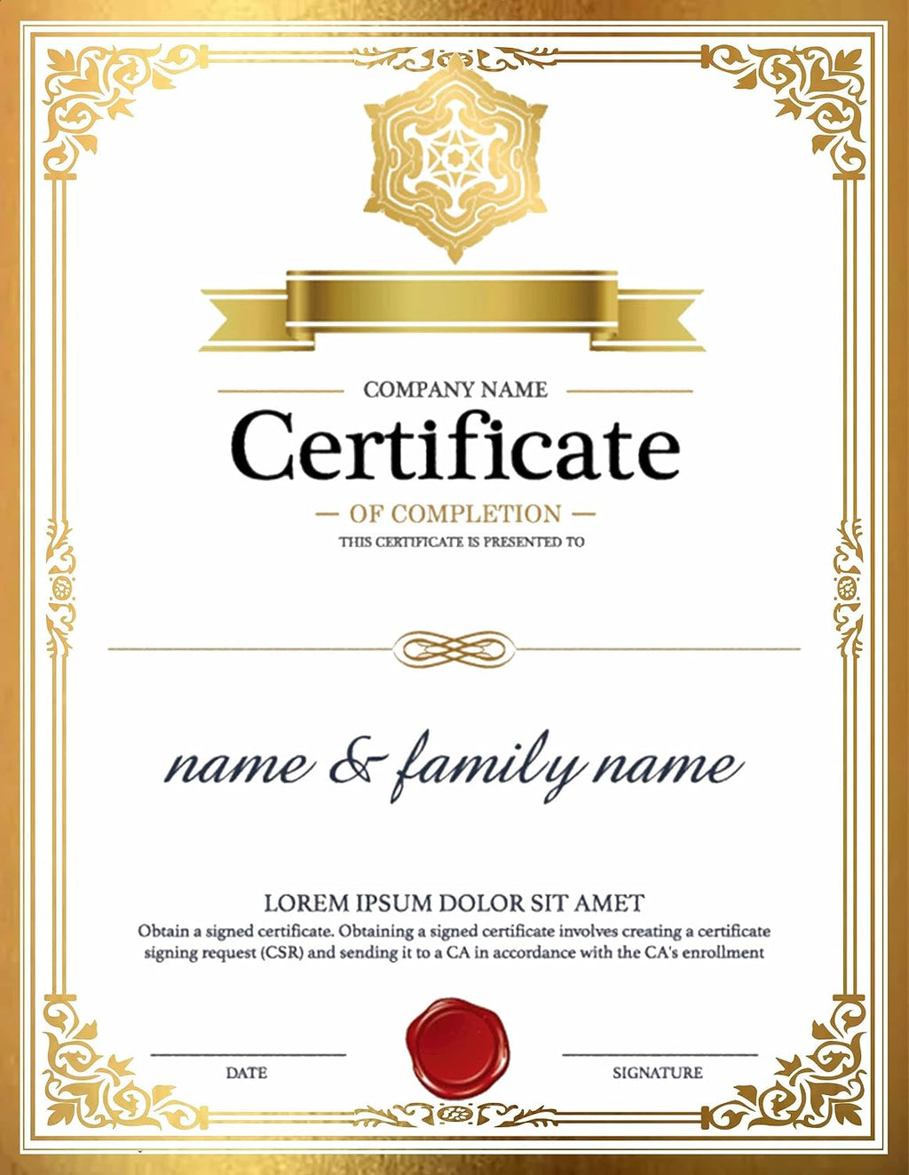 Professional Certificate Paper 8.5 x 11 for Printing, Diploma Paper, Award Certificates Paper, 80 lb, 15 Count, Gold