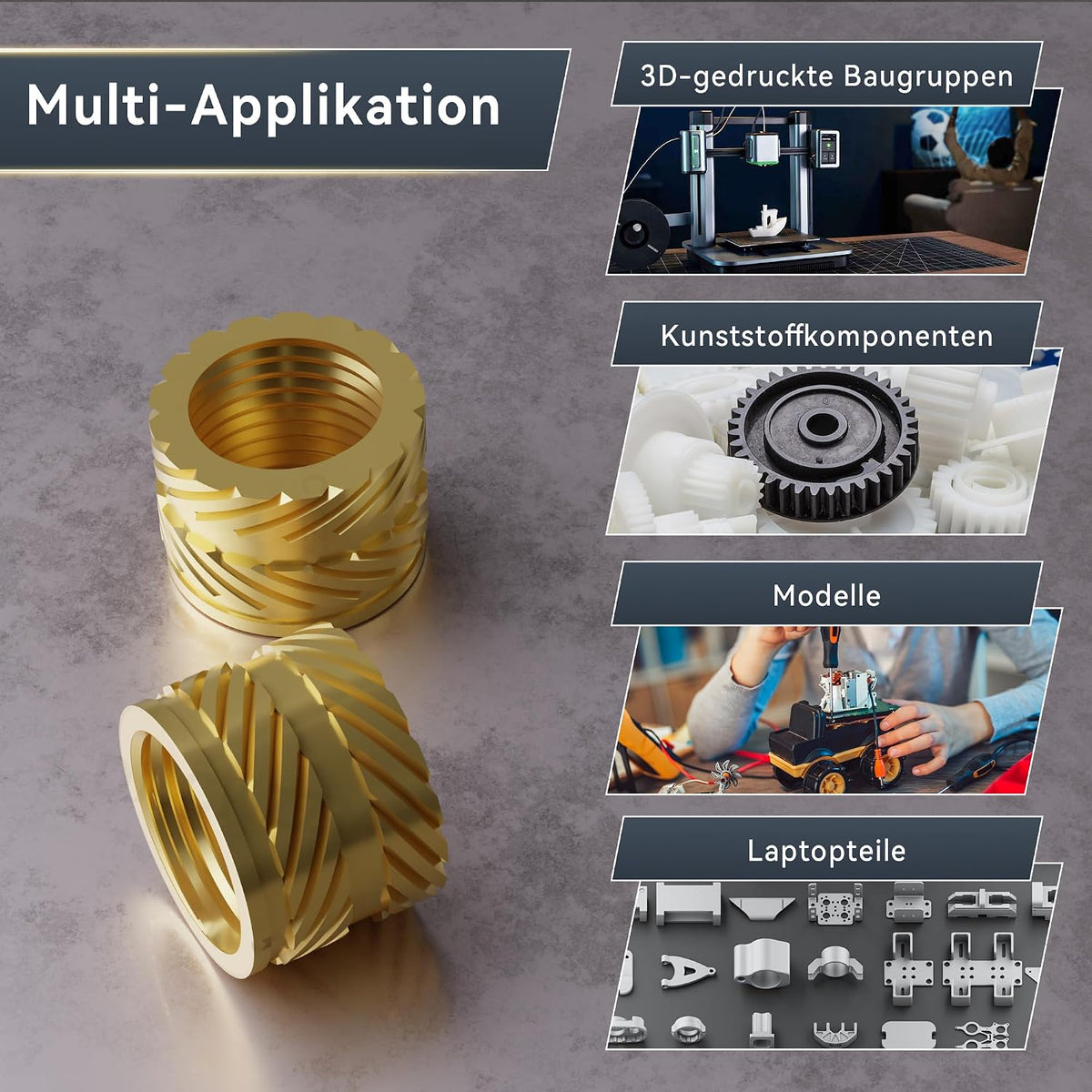 M6 Brass Heat Set Threaded Inserts, Metric Knurled Nuts (50 Pieces)