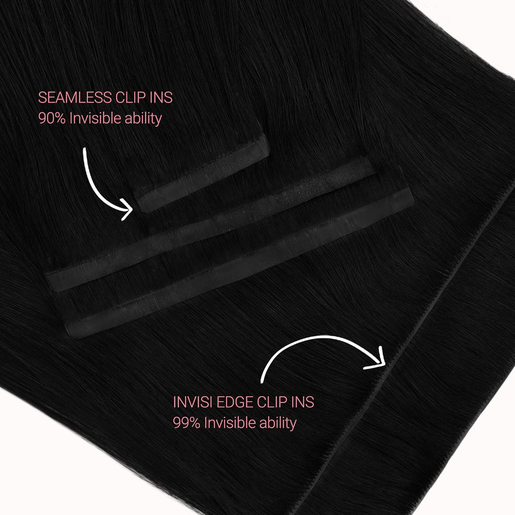 Invisi Edge Clip in Hair Extensions 18inch 130g 7Pcs Injected Seamless PU Clip in Hair Extensions, Virgin Real Human