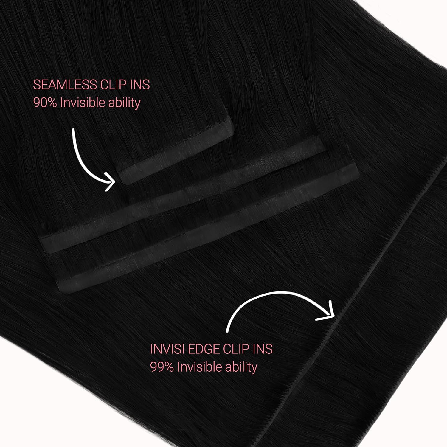 Invisi Edge Clip in Hair Extensions 18inch 130g 7Pcs Injected Seamless PU Clip in Hair Extensions, Virgin Real Human