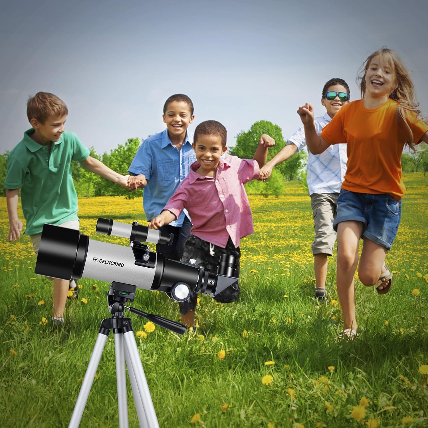Telescope 70mm Aperture 400mm Astronomical Refracting Telescopes - Travel Telescope with Tripod, Phone Adapter(Silver)