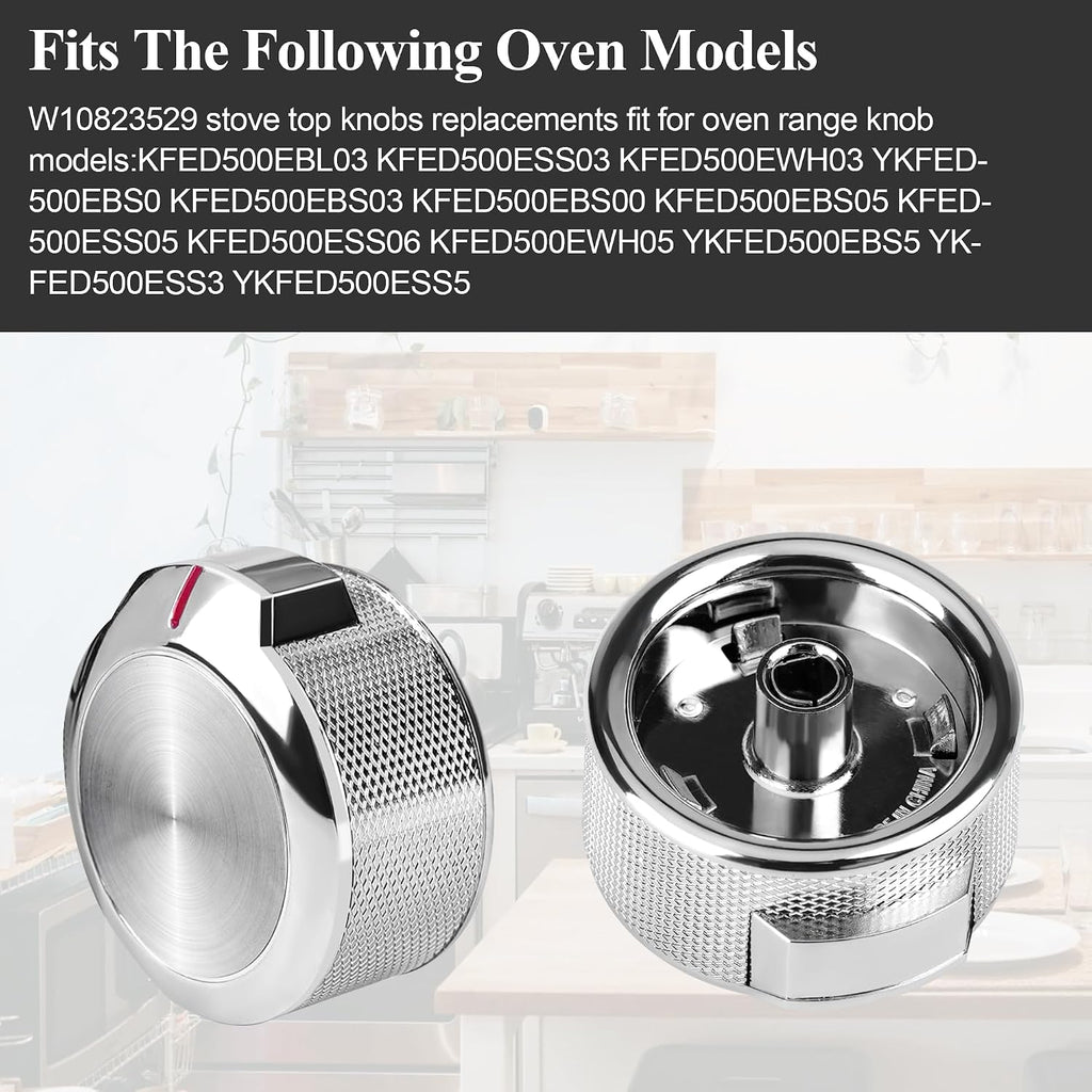 W10823529 Oven Stove Control Knob - for Whirlpool KitchenAid Range - Replaces AP6285576 PS12347719 4546228 W11156487 Brushed Finish