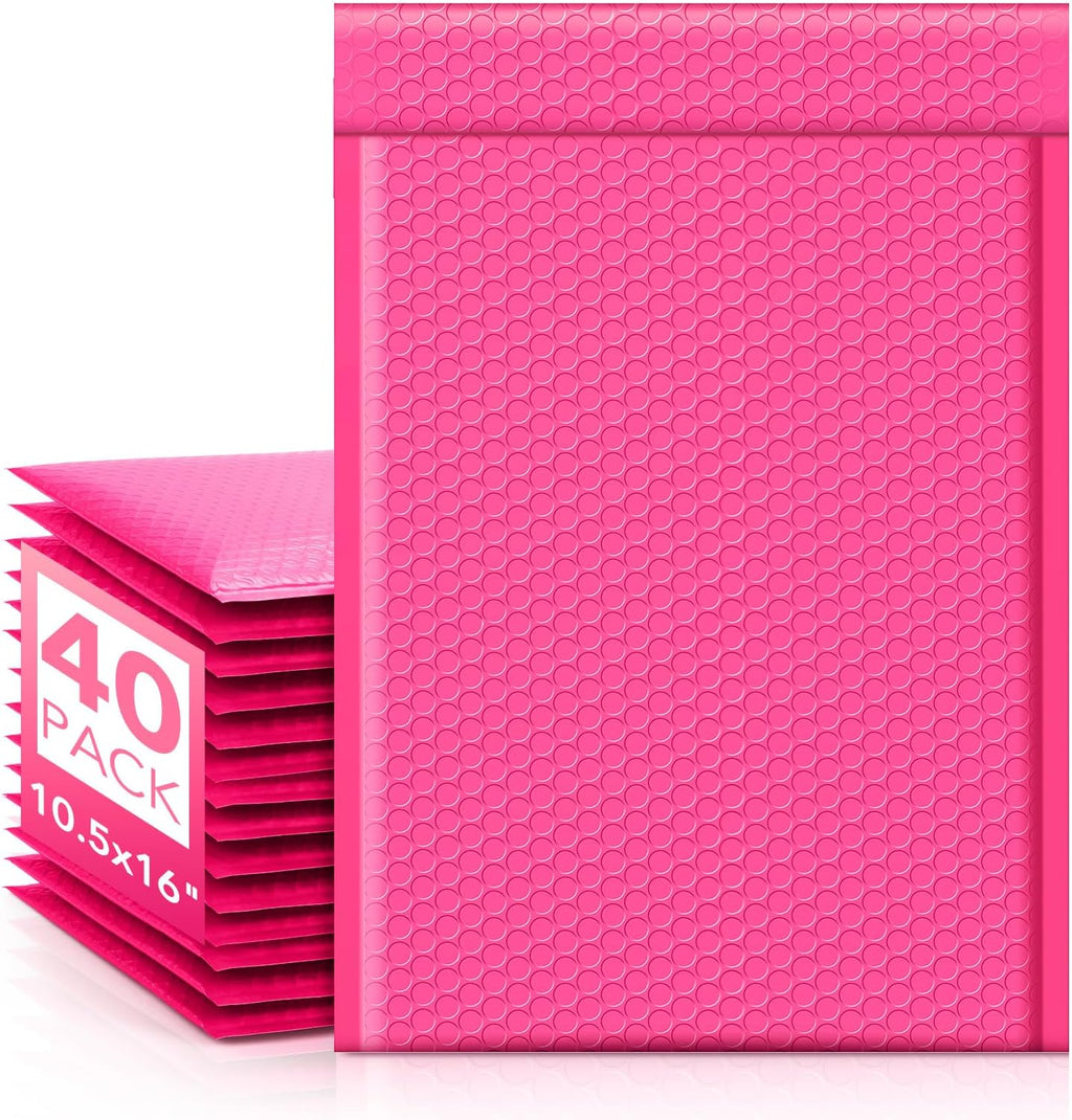 Large Bubble Mailers 10.5x16" 40Pack Self Seal Pink Padded Envelopes