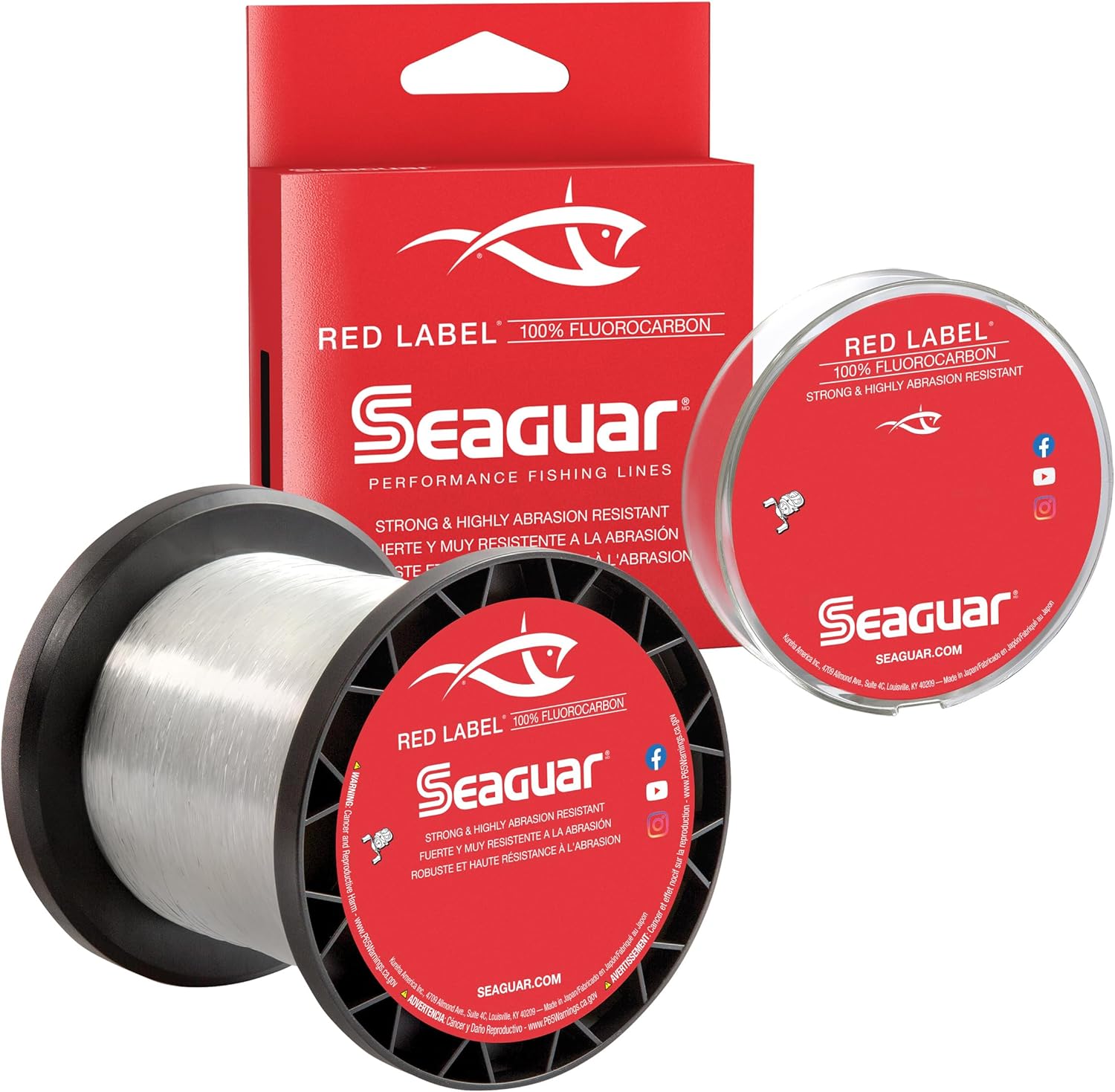 Red Label Fishing Line for Power Baits & Heavy-Duty Applications, Freshwater, 100% Fluorocarbon, Clear, Multiple Sizes