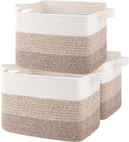 Storage Baskets for Organizing, Woven Baskets for Shelves, Rectangle Decorative Organizer for Storage Clothes, Toy
