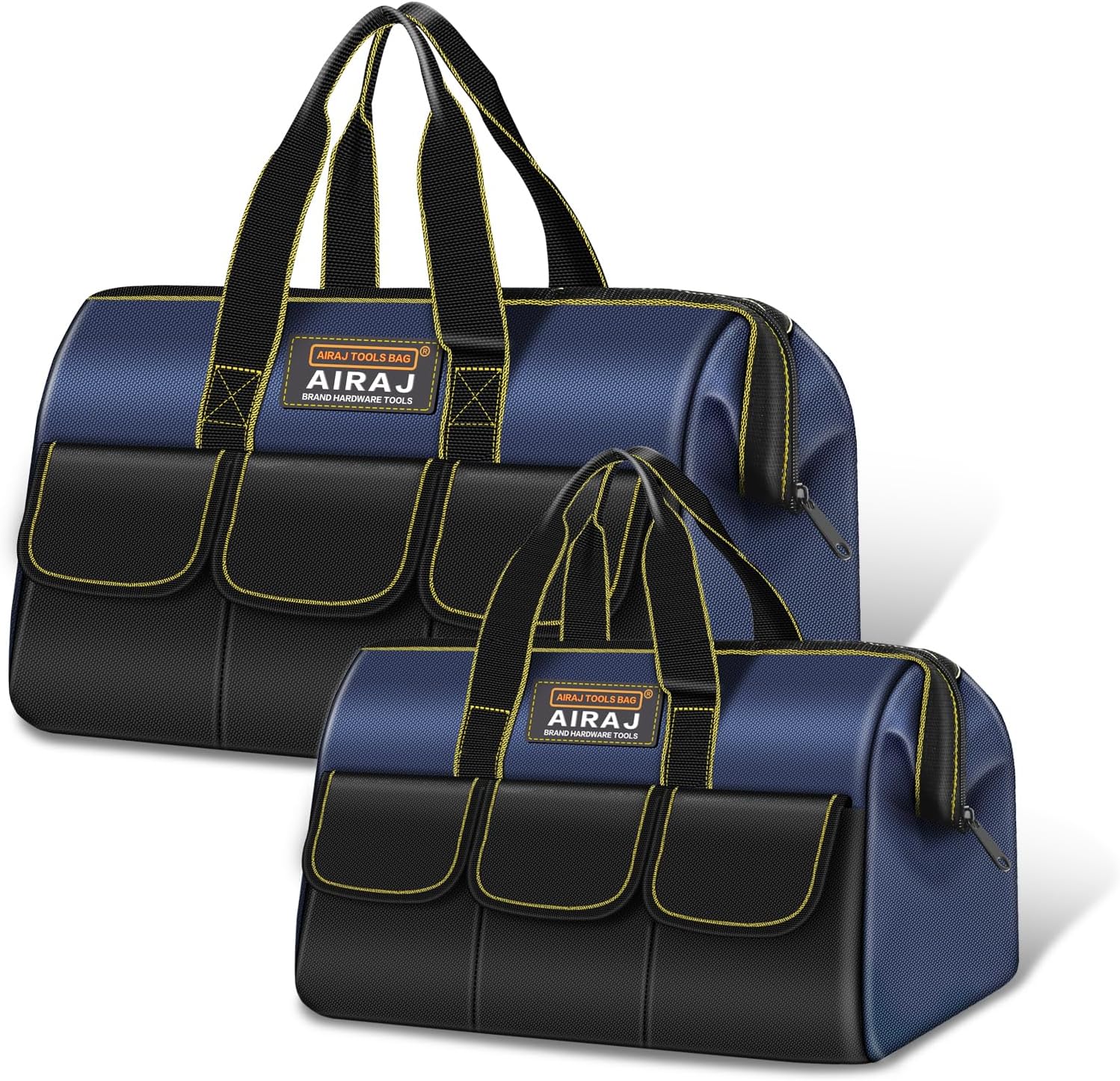 Tool Bag 2-Pack Set | AIRAJ 18" & 14" Portable Tool Storage Bag | Wide Mouth Tool Bags for Men and Women | Small Tool