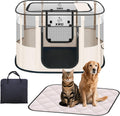 Dog Play Pen with Waterproof pad,Portable Dog Crates for Medium Dogs Kennel Tent,Dog Cages Indoor Breathable Mesh