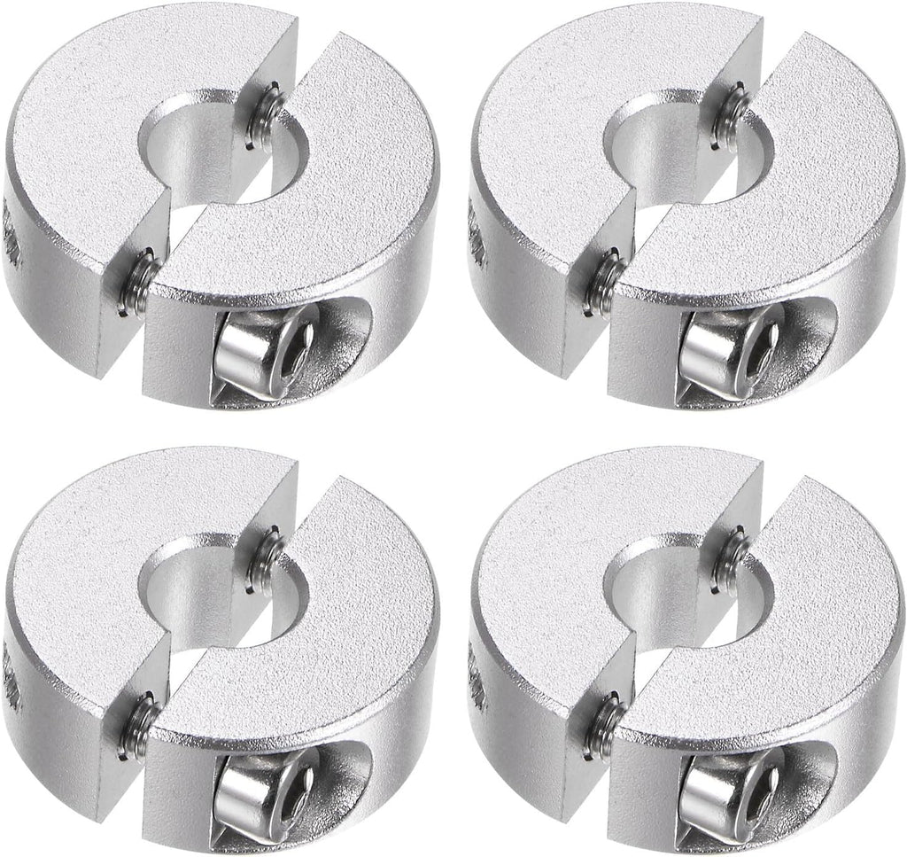 HARFINGTON 4pcs Double Split Shaft Collar for 8mm Shaft Set Screw Clamp-On Collars, 25mm OD, 10mm Width, for Stoppers, Position, Hold Timing Pulleys, Machine Tools, Industry, Anodization
