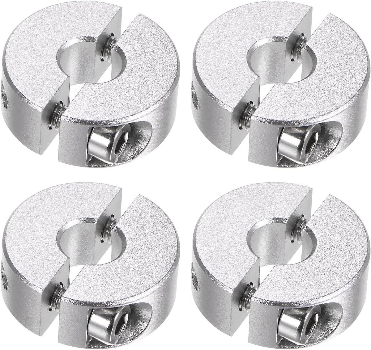 HARFINGTON 4pcs Double Split Shaft Collar for 8mm Shaft Set Screw Clamp-On Collars, 25mm OD, 10mm Width, for Stoppers, Position, Hold Timing Pulleys, Machine Tools, Industry, Anodization