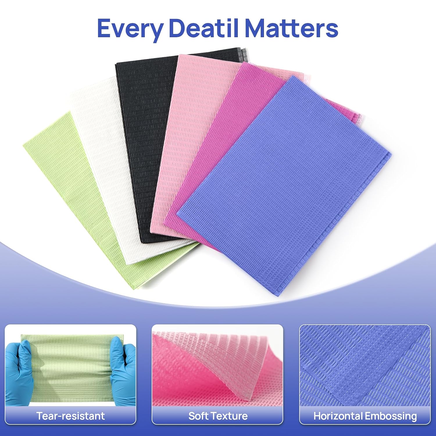 Dental Bibs 500pcs,Disposable Tattoo Bibs Patient Bibs 3 Ply Waterproof | 13" x 18" Dark Blue, Tray Covers Nail Paper