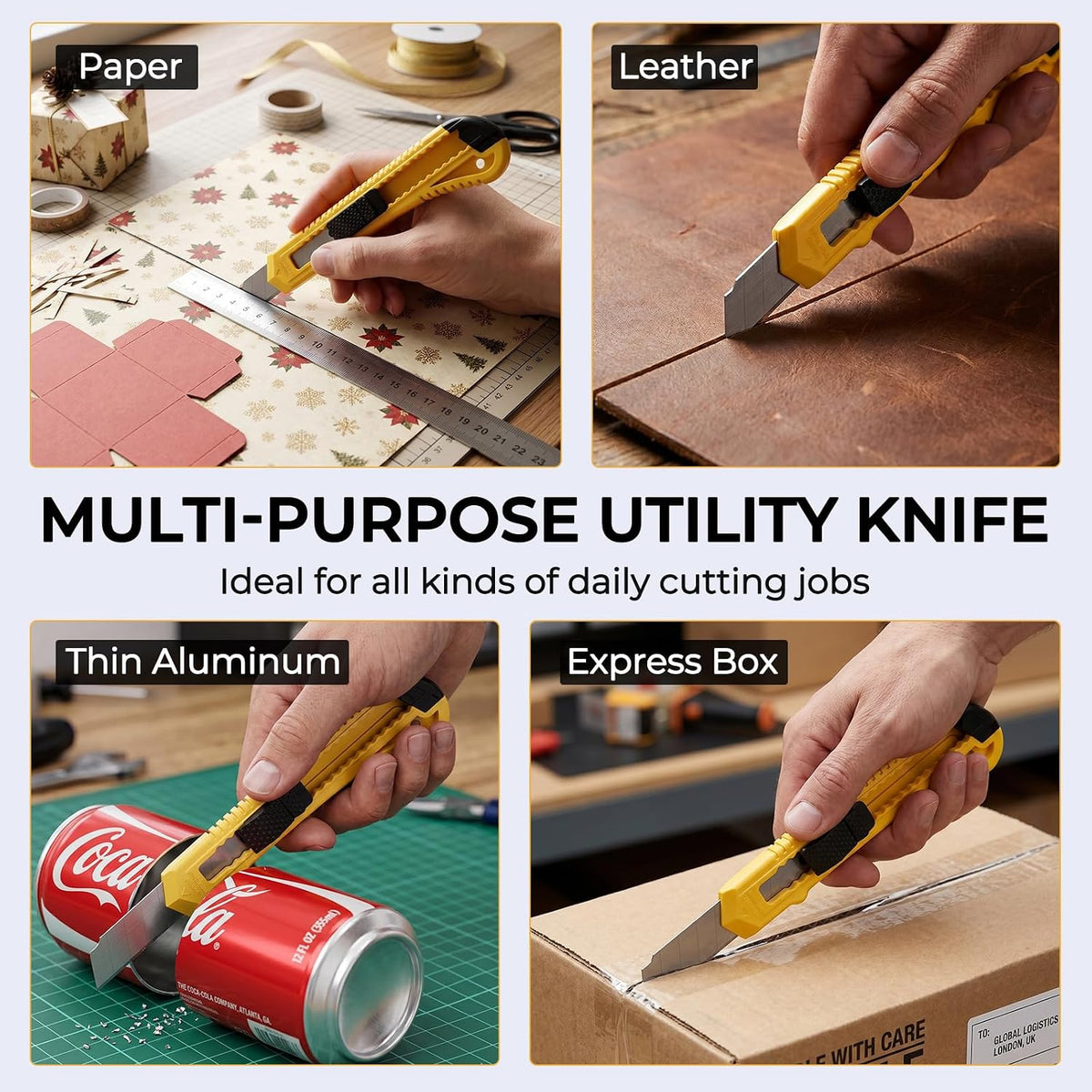 15 Pack Utility Knives with 30 PCS Extra Blades, Plastic Box Cutters