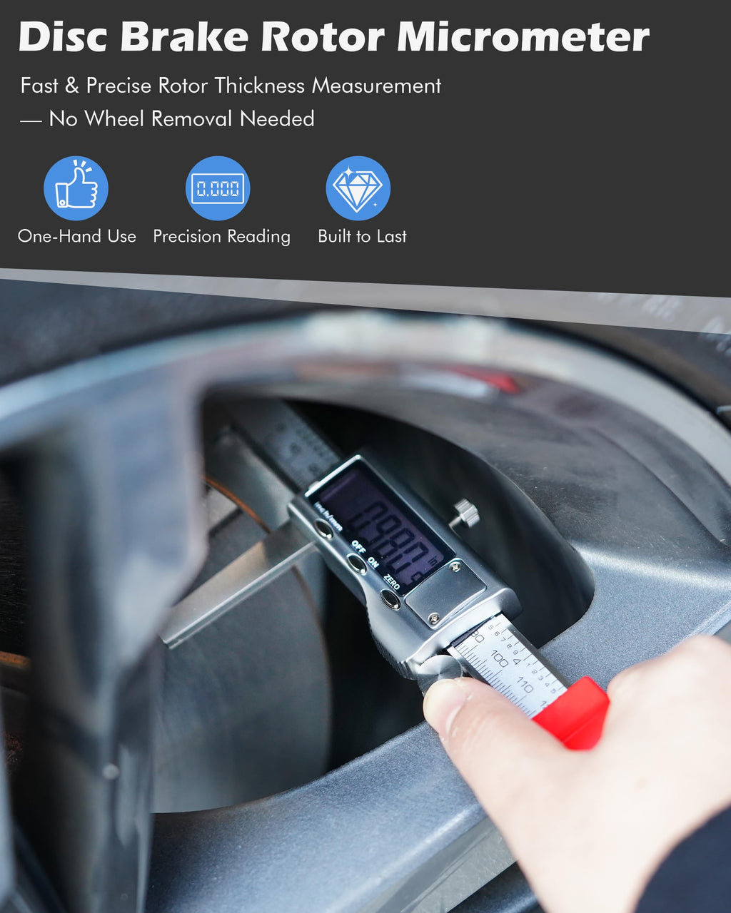 Brake Rotor Measuring Tool, Digital Caliper for Disc Brake Thickness