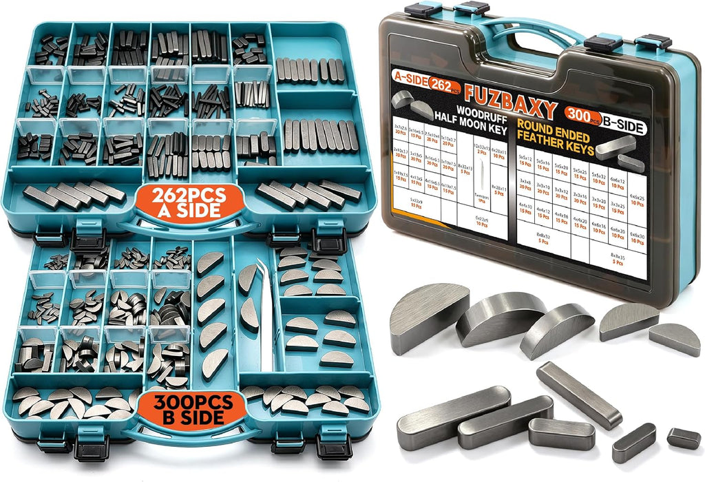 562pcs Woodruff Half Moon & Feather Key Kit for Auto Shaft Repair