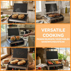Commercial Panini Press Grill, Sandwich Maker, Adjustable Temperature