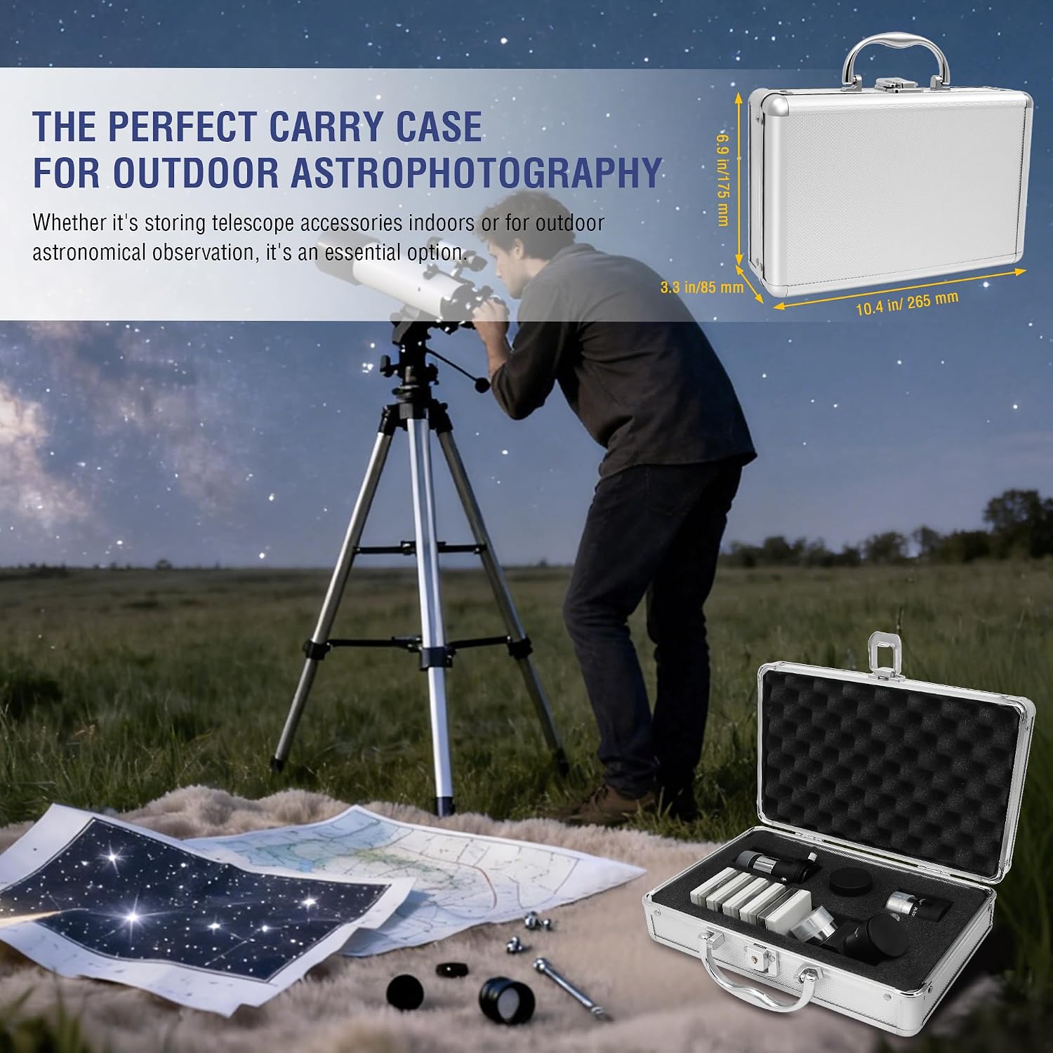 Alstar Telescope Eyepiece Case & Filter Accessory Carrying Case Aluminium | Fits 1.25 Inch Telescope Eyepiece, Barlow