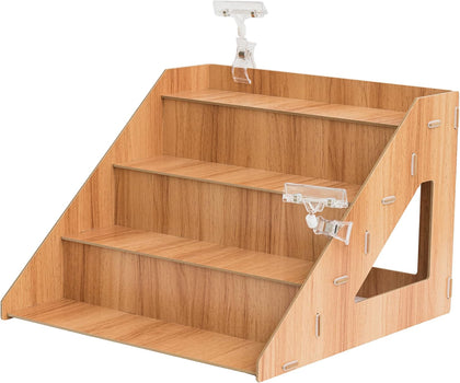 4-Tier Retail Wooden Display Riser - Farmers Market Craft Fair Display Rack - Candle Soap Display Stand for Craft