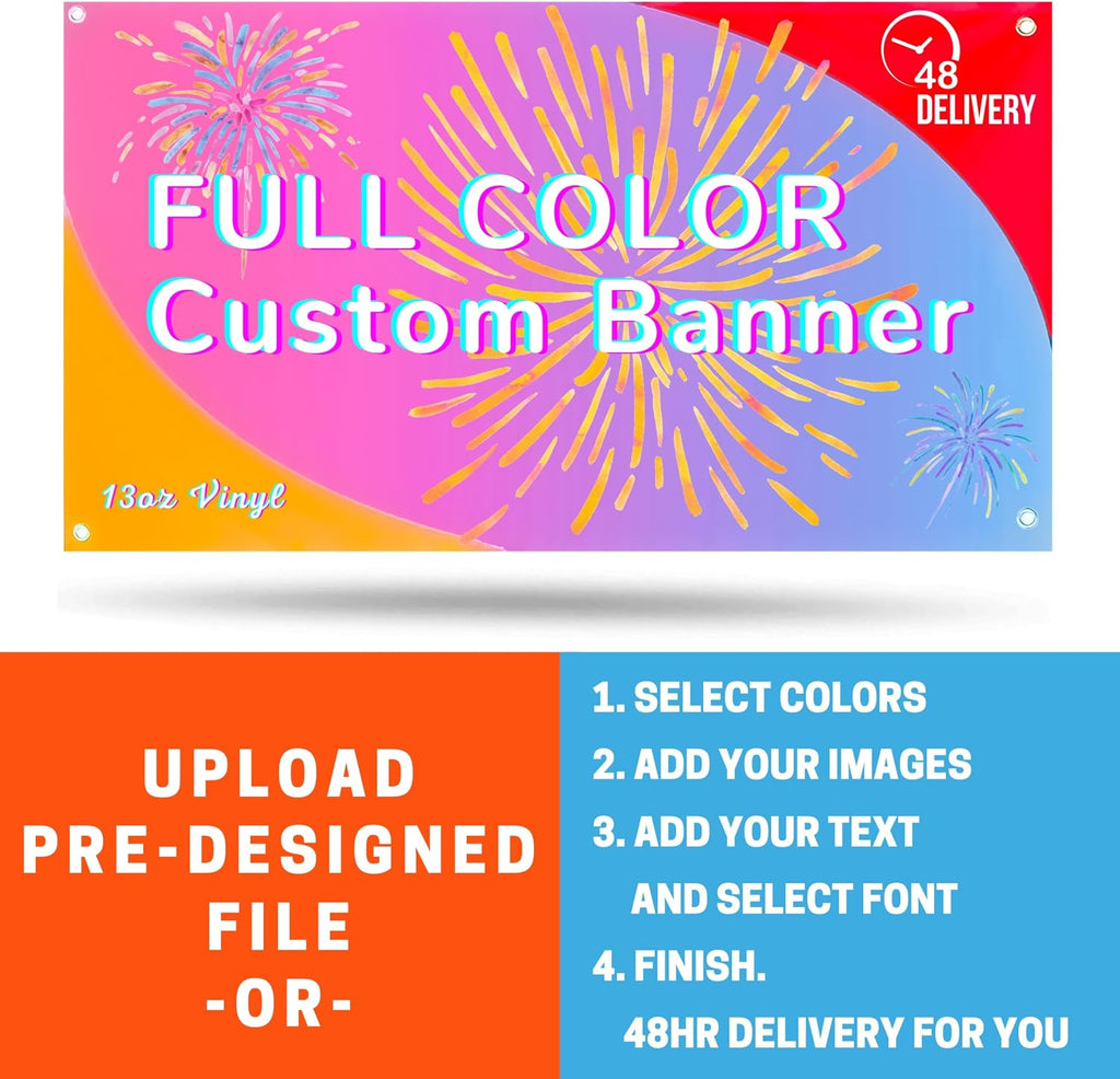 Custom Vinyl Banners & Signs, 1'*4' Large Personalized Backdrop | Backdrop for Business, Birthday, Parties, Back to