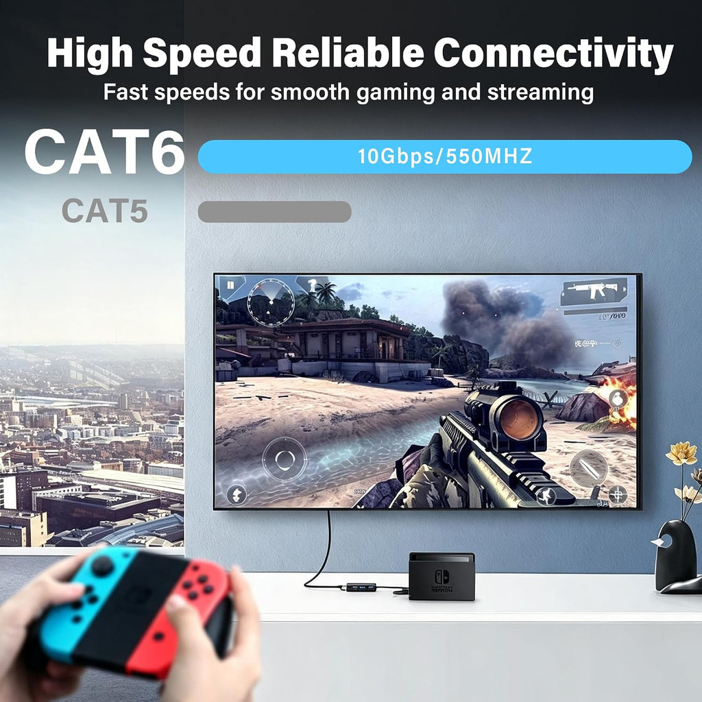 Ethernet Cable 50ft For Cat6/Cat5E, 10Gbps Compatible with Cat8/Cat7, 24AWG Network Cable Indoor&Outdoor, Direct