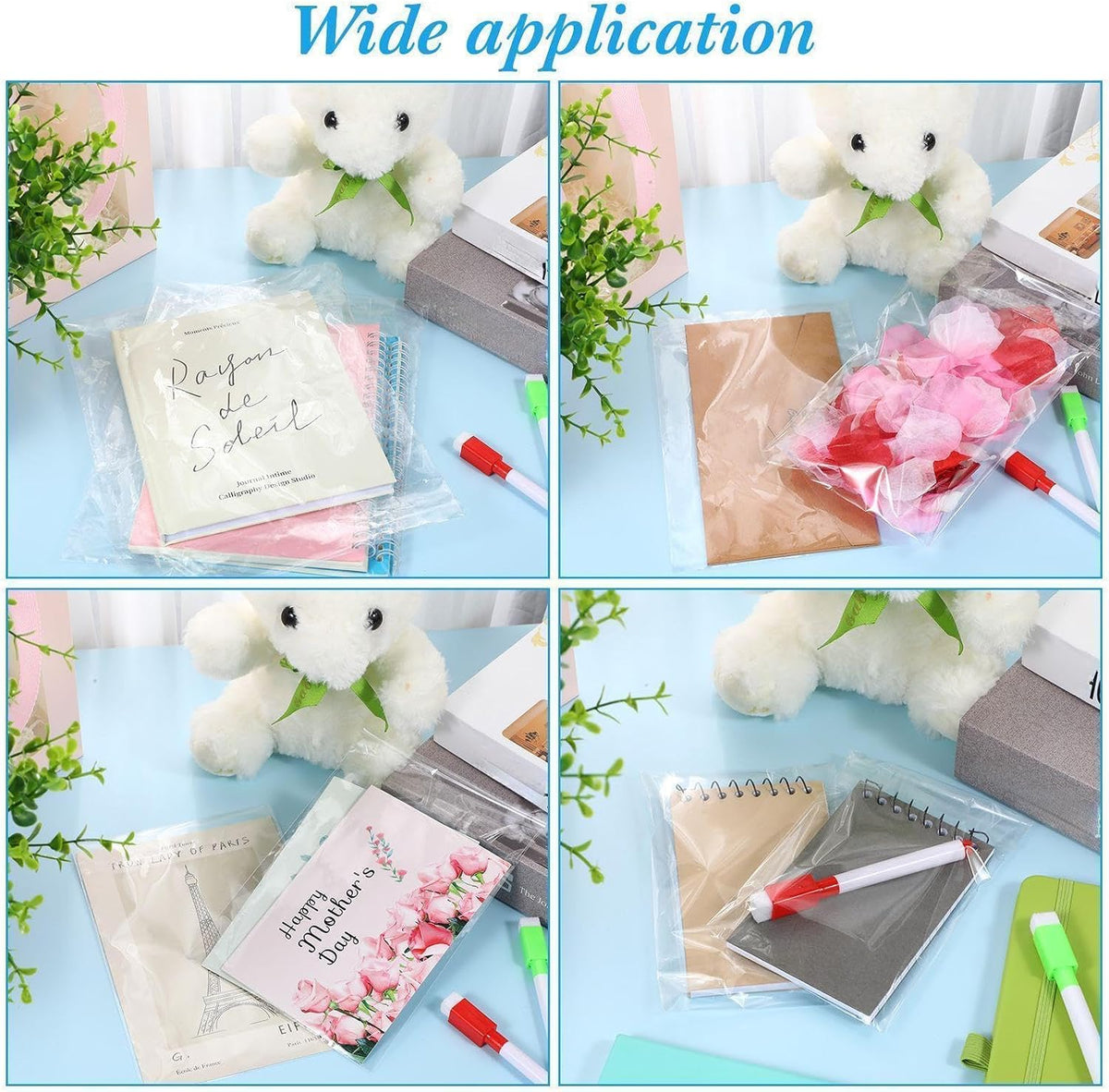 600 Pcs Cello Bags, 4''X 6'', 5''X 7'', 6'' X 9", 8'' X 10"