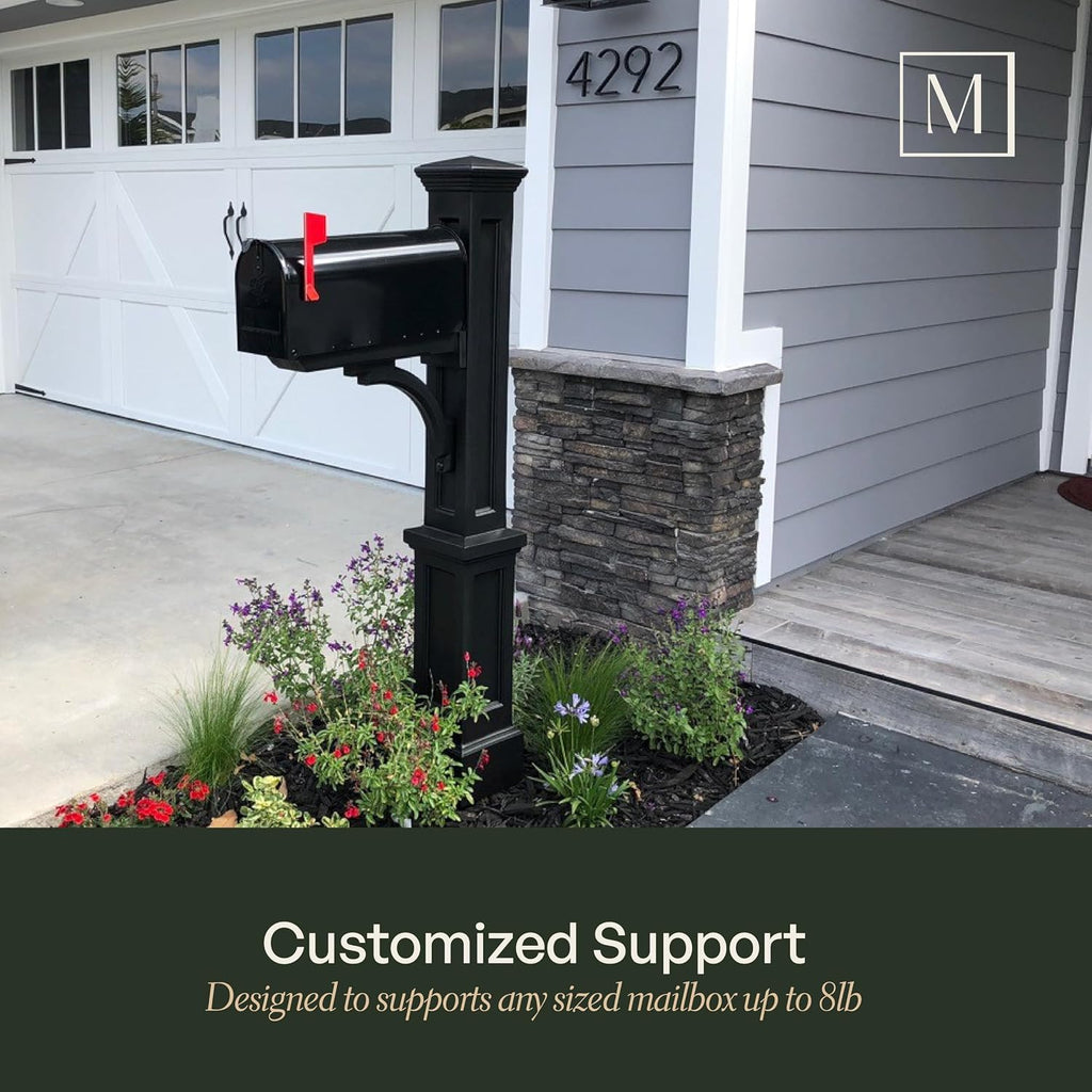 Newport Plus Decorative Mailbox Post, White | For post-mount mailboxes, Weather & fade resistant, All season, 15-year