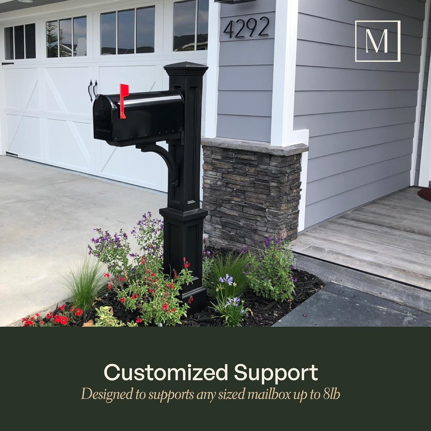 Newport Plus Decorative Mailbox Post, White | For post-mount mailboxes, Weather & fade resistant, All season, 15-year