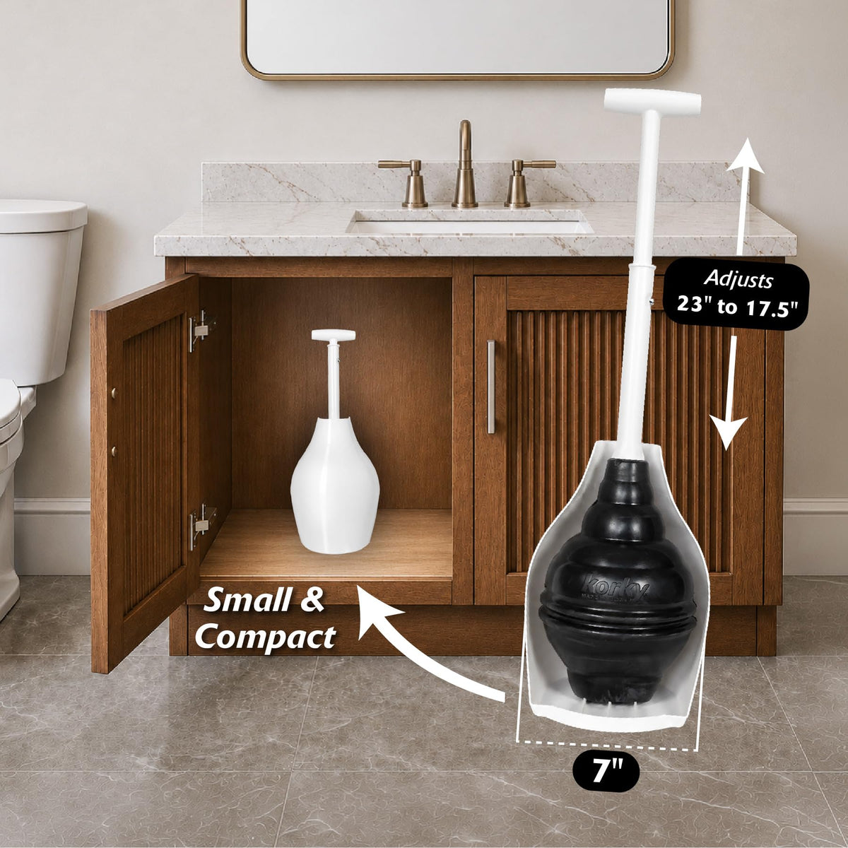 BeehiveMAX Hideaway Toilet Plunger & Holder in White - 97-5A