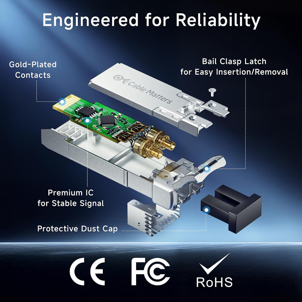Cable Matters 2-Pack 10GBASE-SR SFP+ LC Fiber Transceiver, up to 300m