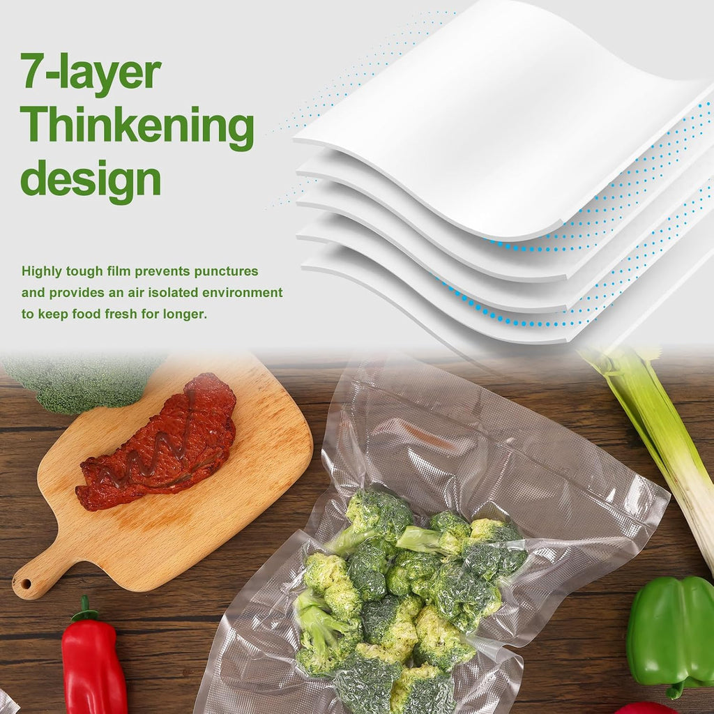 Vacuum Sealer Bags for Food Storage, 3 Rolls 11" x 33', Cut-to-Size Bags
