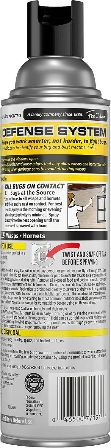 Wasp and Hornet Killer Spray, Kills the entire nest, Kills Paper Wasps, Yellow Jackets, Mud Daubers and more, 13 oz