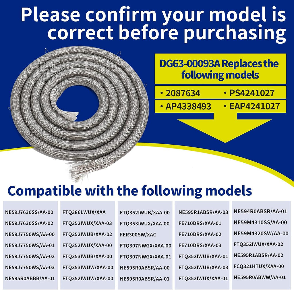 DG63-00093A Range Oven Door Seal Gasket(21 Mounting Clips) for Samsung Ovens, Replaceable 2087634 AP4338493 PS4241027 EAP4241027 etc Model, Compatible with NE59M4320SS/AA NE59J3420SW/AA etc, OEM