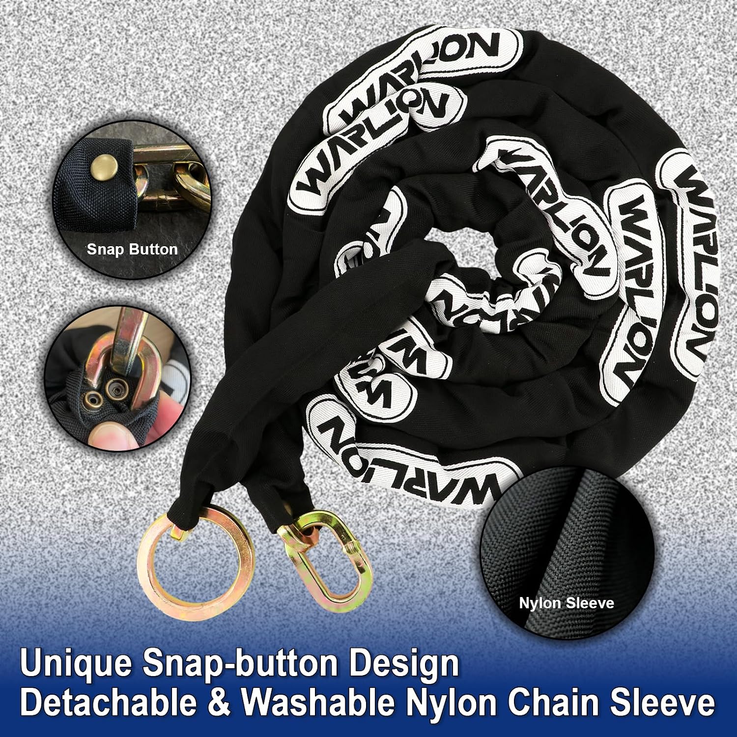 Heavy Duty Security Chain, 15ft x 3/8in (9mm) Thick, Anti-Theft & Cut-Proof Motorcycle Chain with Cinch Ring - Secure