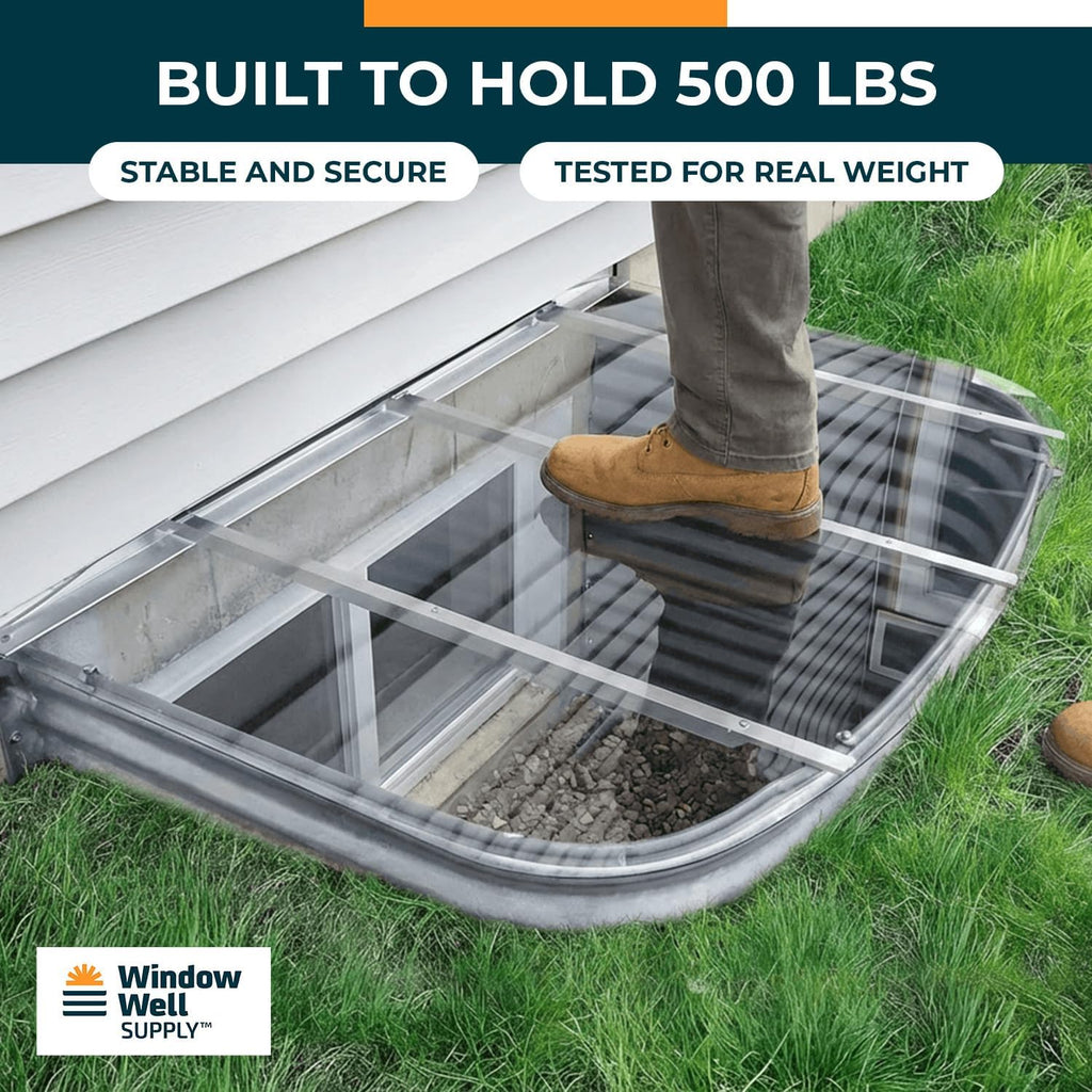 Clear Polycarbonate Large Egress Window Well Cover Sloped 54" W x 38" L