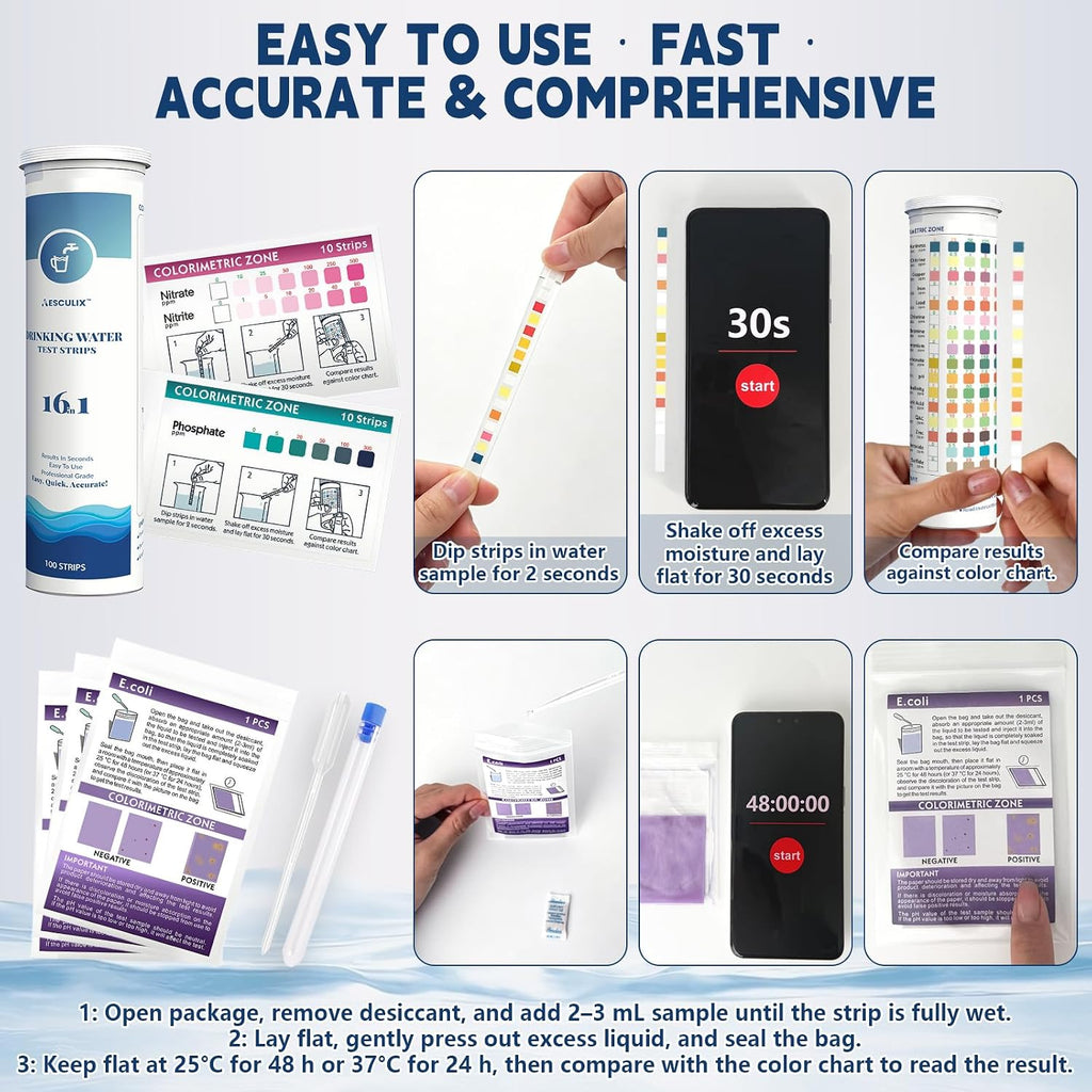 20 in 1 Water Tester for Drinking Water, Well Water Testing Kit, Suitable for Household Tap Water, Natural Water