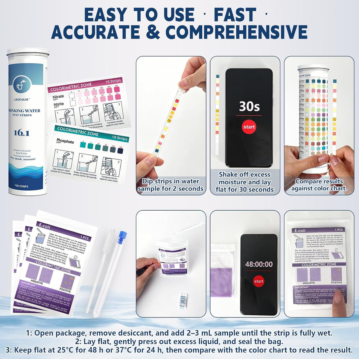 20 in 1 Water Tester for Drinking Water, Well Water Testing Kit, Suitable for Household Tap Water, Natural Water