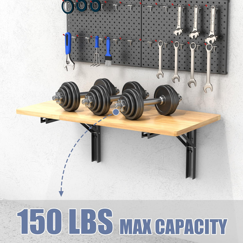 Wall Mount Folding Workbench with Pegboard Kit, Size: 31.5x15.75 in