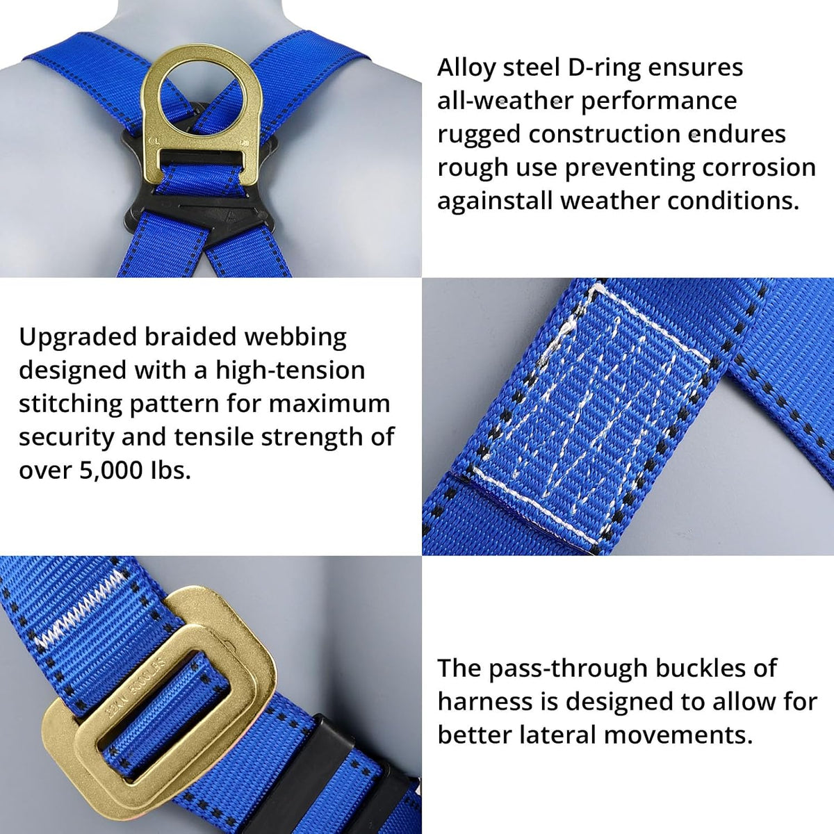 TRSMIMA Safety Harness Fall Protection - Safety Harness for Construction | Men Roofing Full Body Construction Harness