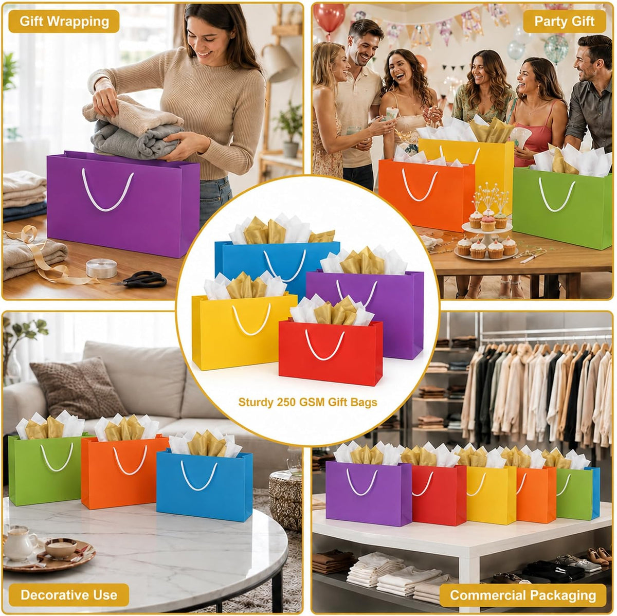 24 Pcs Extra Large Gift Bags with Handles 16 x 6 x 12 Inch