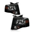 Pair Black Headlights Compatible with 2007-2014 Ford Expedition