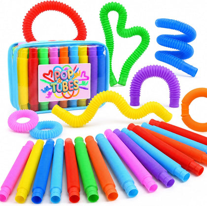 Pop Tubes, 30PCS Fidget Sensory Toys, Party Favors,Birthday Gifts,Goodie Bag Stuffers, Classroom School