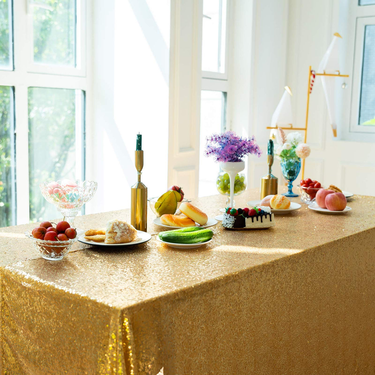 Gold Sequin Tablecloth 90" x 132"