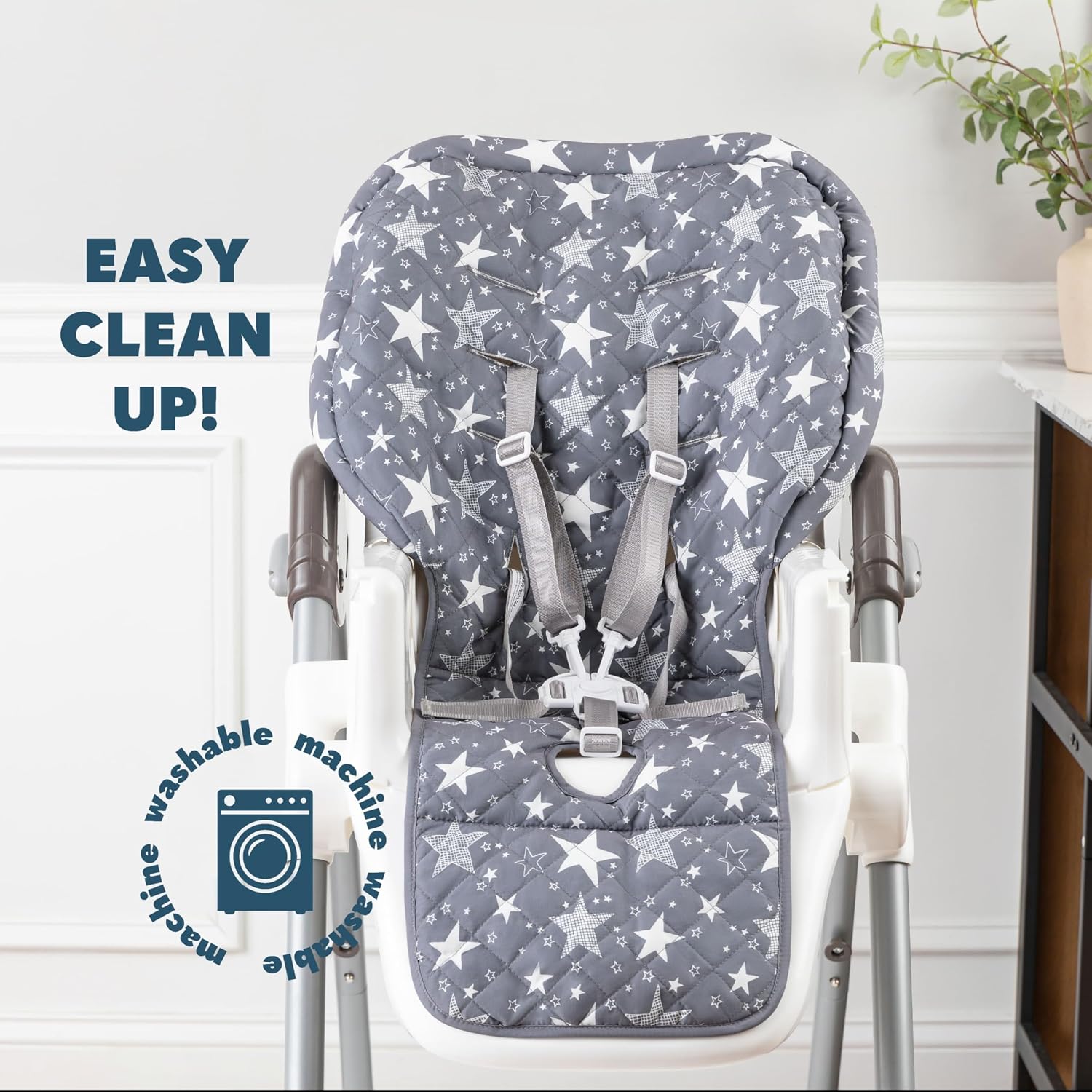 High Chair Pad - Machine Washable High Chair Cover, Easy Use Highchair Cushion, Soft Highchairs Covers for Baby