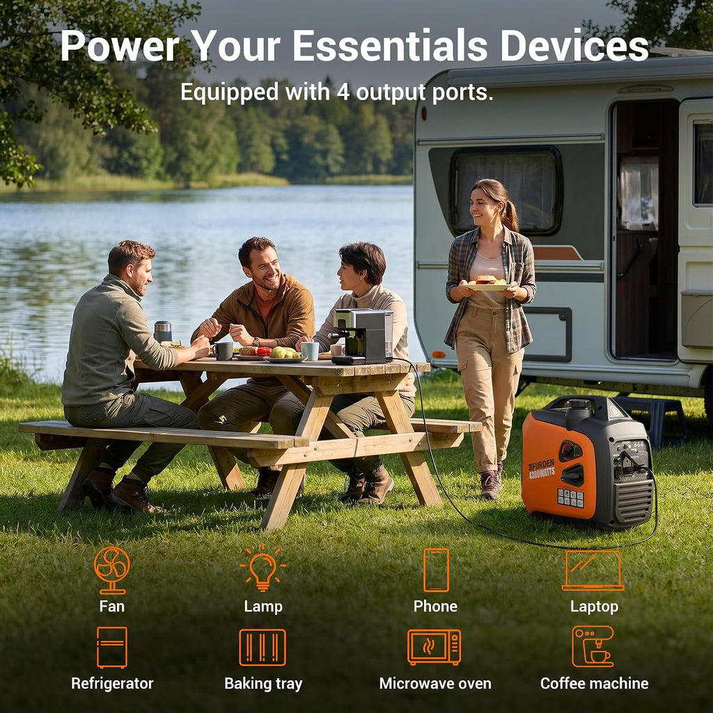 4300 Watts Portable Inverter Generator, Gas Generator for Outdoor Camping, Home Use, 30A RV Ready, 45 Lbs, EPA Compliant