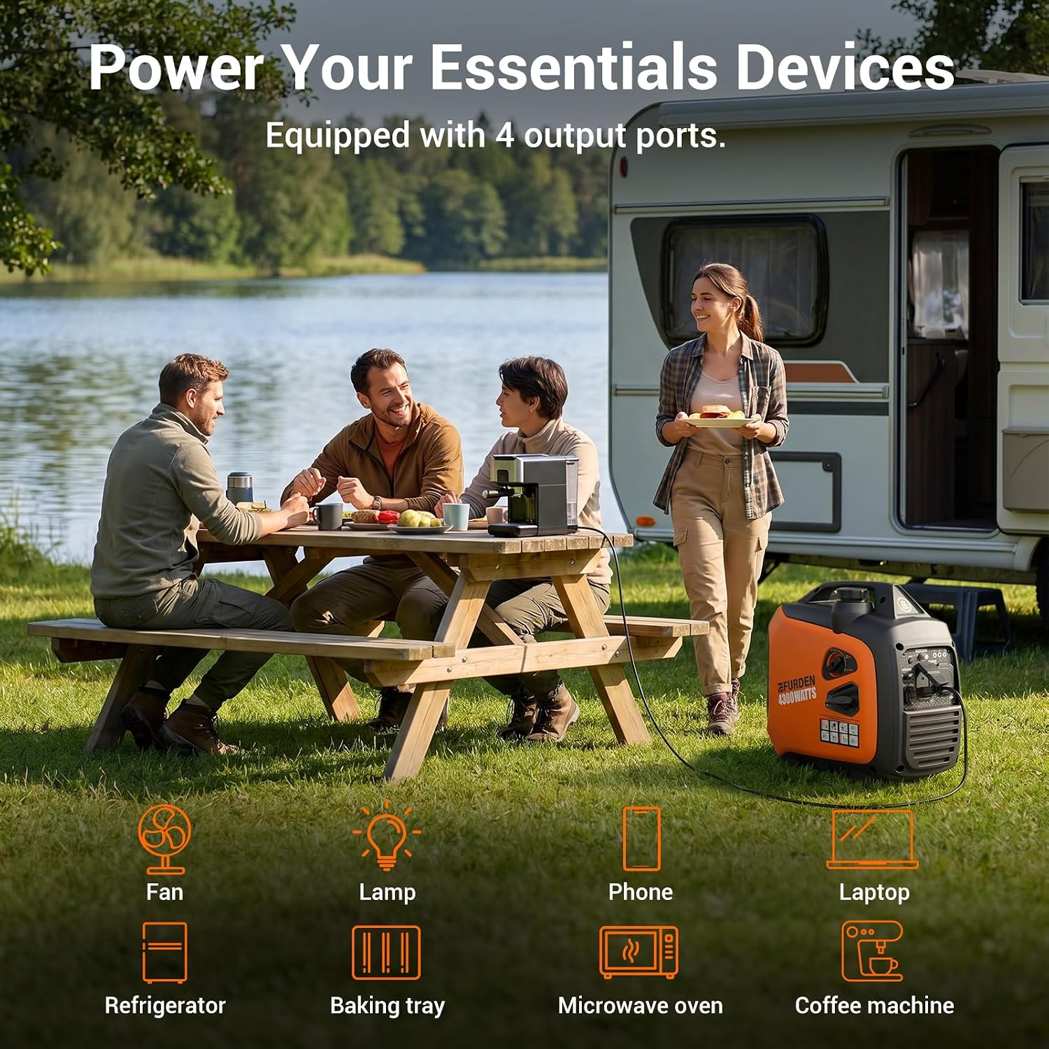 4300 Watts Portable Inverter Generator, Gas Generator for Outdoor Camping, Home Use, 30A RV Ready, 45 Lbs, EPA Compliant