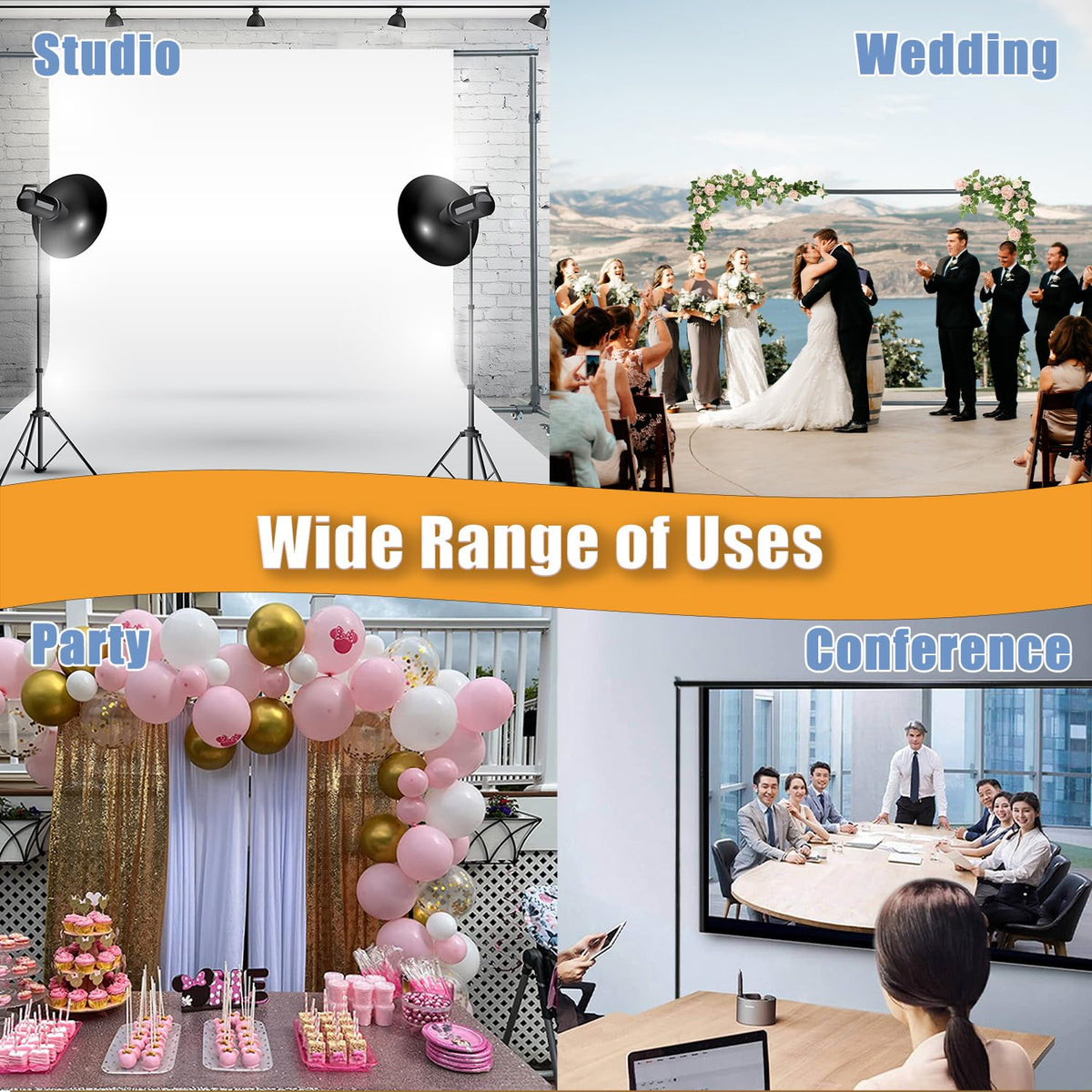 10 * 7ft Adjustable Backdrop Stand with Wheels, Photo Background Stand